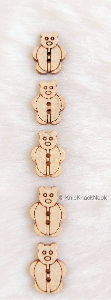 Wood Teddy Bear Buttons